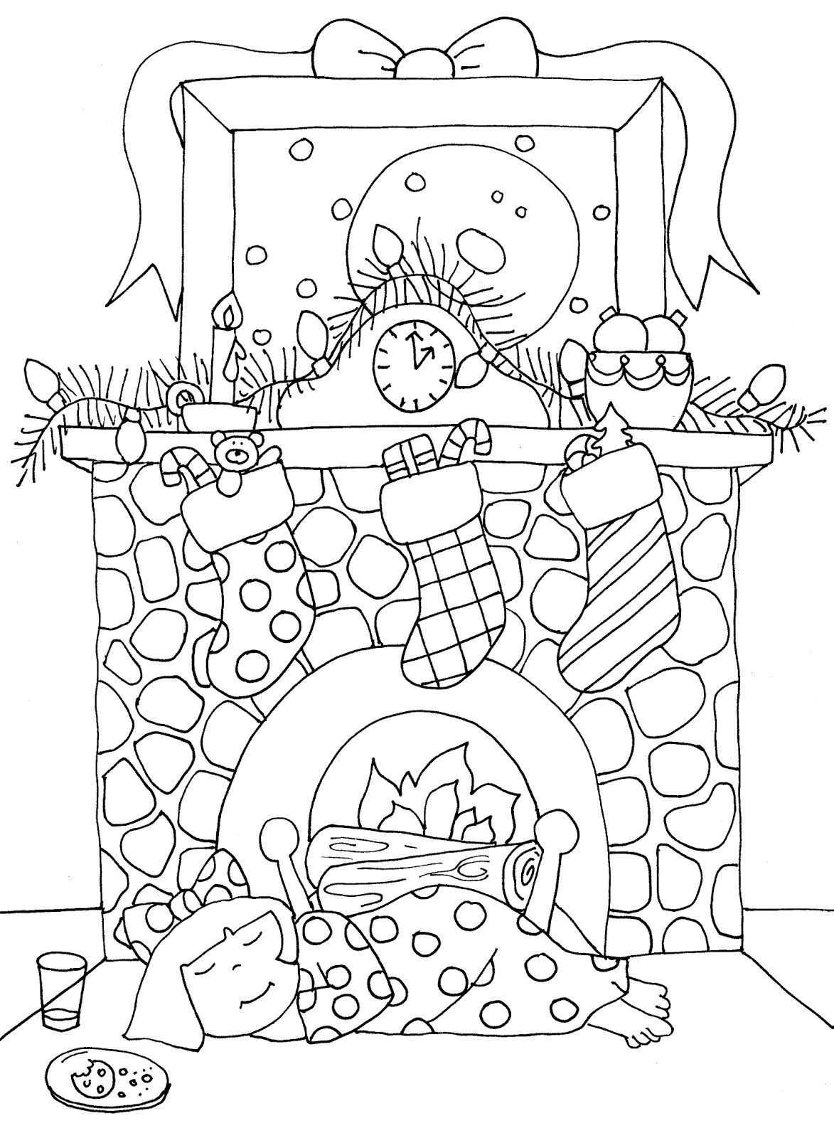 Christmas Fireplace Coloring Page
 Free Dearie Dolls Digi Stamps Christmas Fireplace