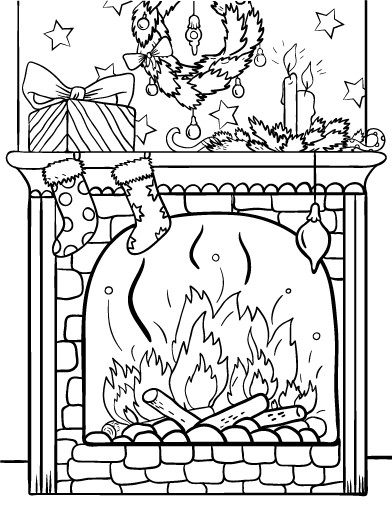 Christmas Fireplace Coloring Page
 Free Christmas Fireplace Coloring Page