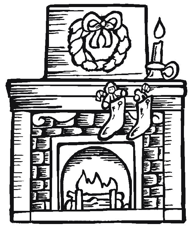 Christmas Fireplace Coloring Page
 Free Christmas Coloring Pages