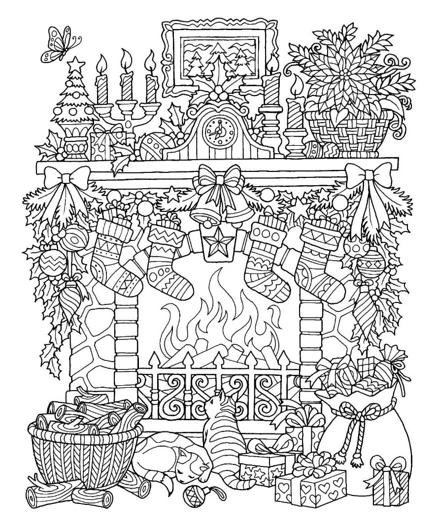 Christmas Fireplace Coloring Page
 12 Christmas Drawing Download TY