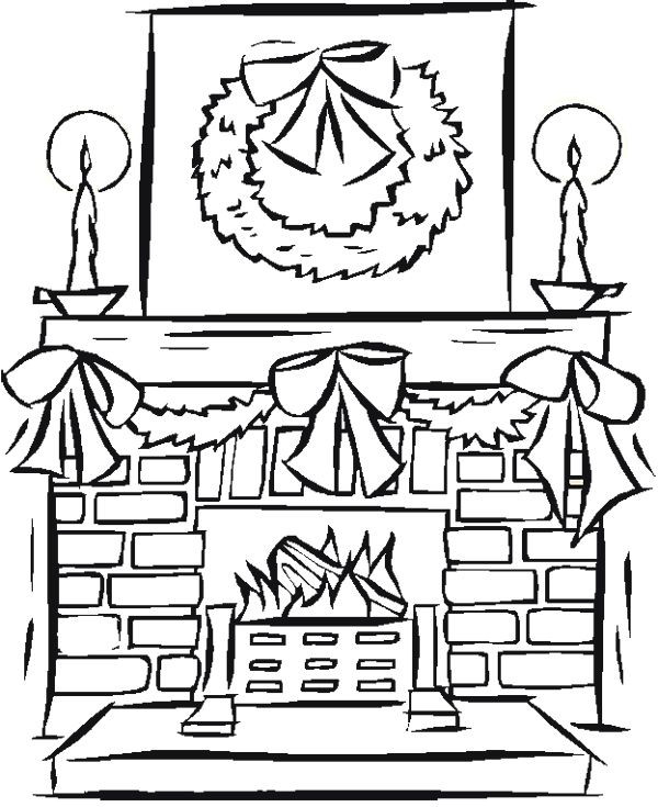 Christmas Fireplace Coloring Page
 Fireplace Christmas Coloring Page