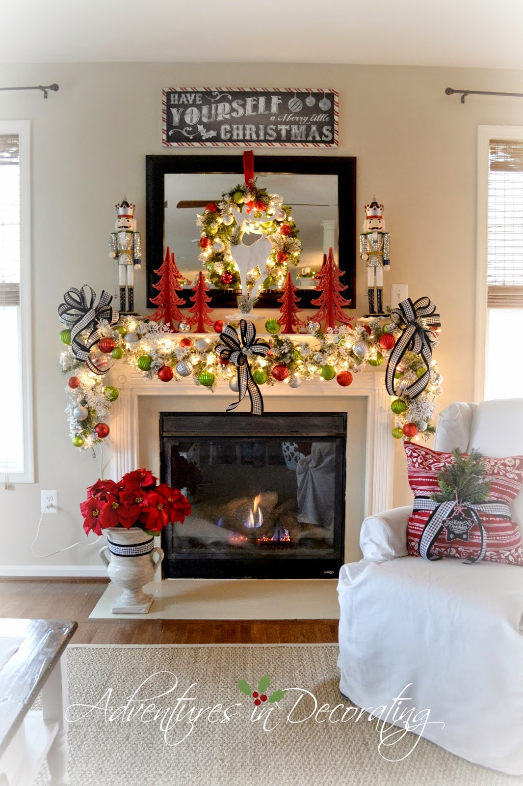 Christmas Fireplace Decor
 Adventures in Decorating Our 2014 Christmas Mantel and