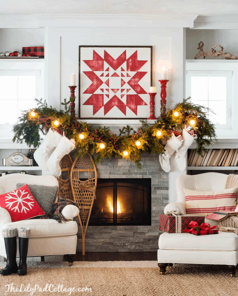 Christmas Fireplace Decor
 Cozy Quilt Christmas Mantel Decor The Lilypad Cottage