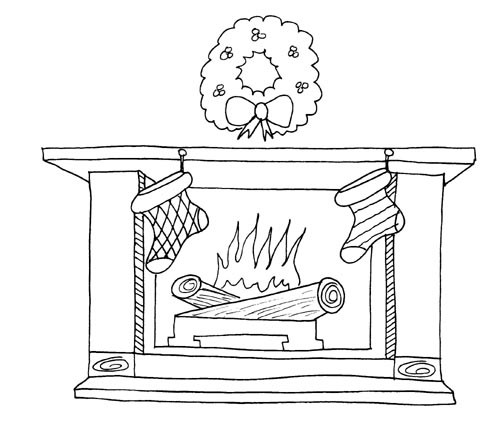 Christmas Fireplace Drawings
 Christmas Fireplace Coloring Pages