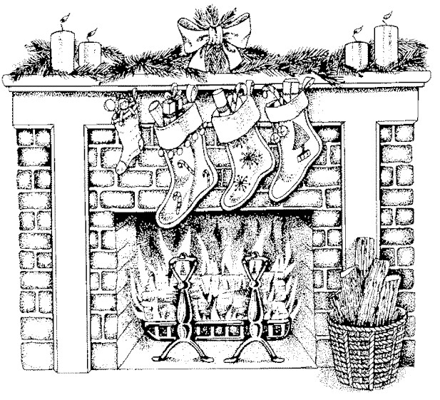 Christmas Fireplace Drawings
 Free Christmas Coloring Page Family