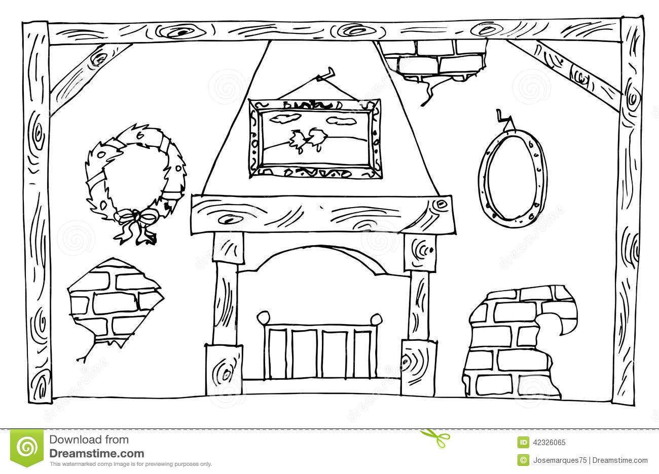 Christmas Fireplace Drawings
 Christmas fireplace stock illustration Image of candles