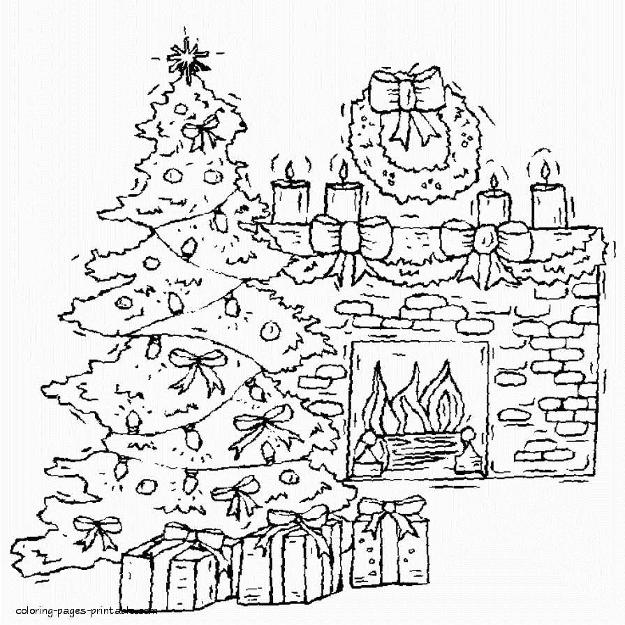 Christmas Fireplace Drawings
 Drawn fireplace christmas tree fireplace Pencil and in