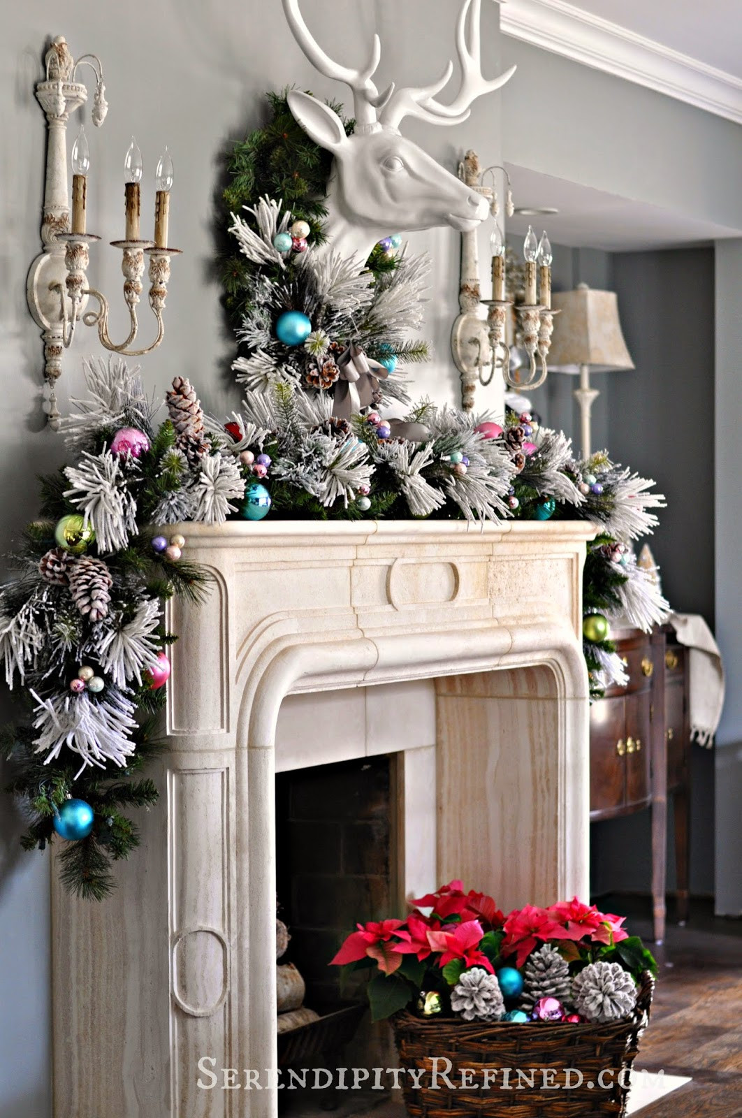 Christmas Fireplace Mantel
 Serendipity Refined Blog Frosty Pastel Dining Room