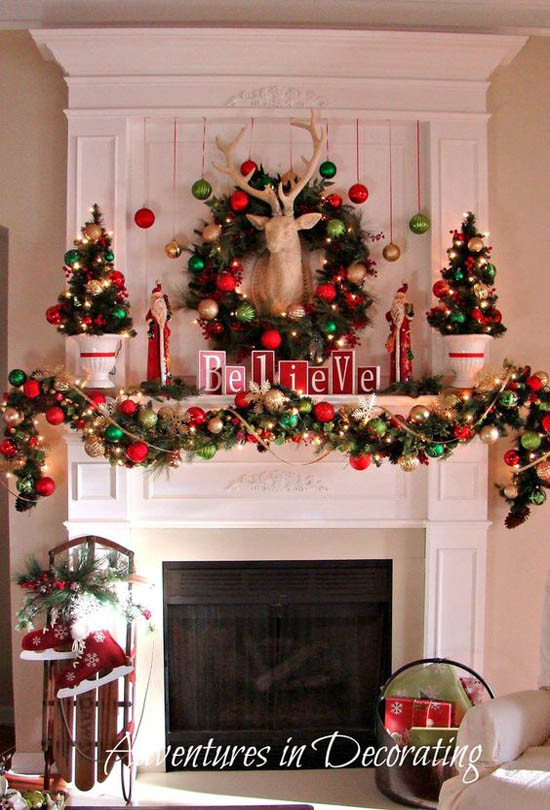 Christmas Fireplace Mantle Decorations
 40 Wonderful Christmas Mantel Decorations Ideas All