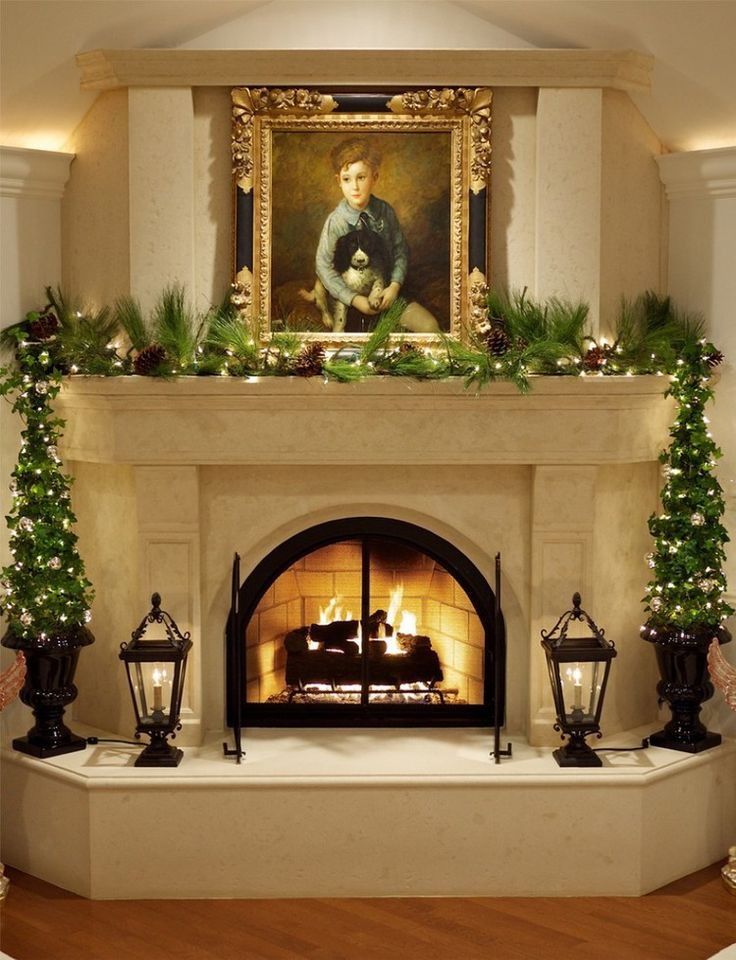 Christmas Fireplace Mantle Decorations
 1006 best Christmas Mantels images on Pinterest