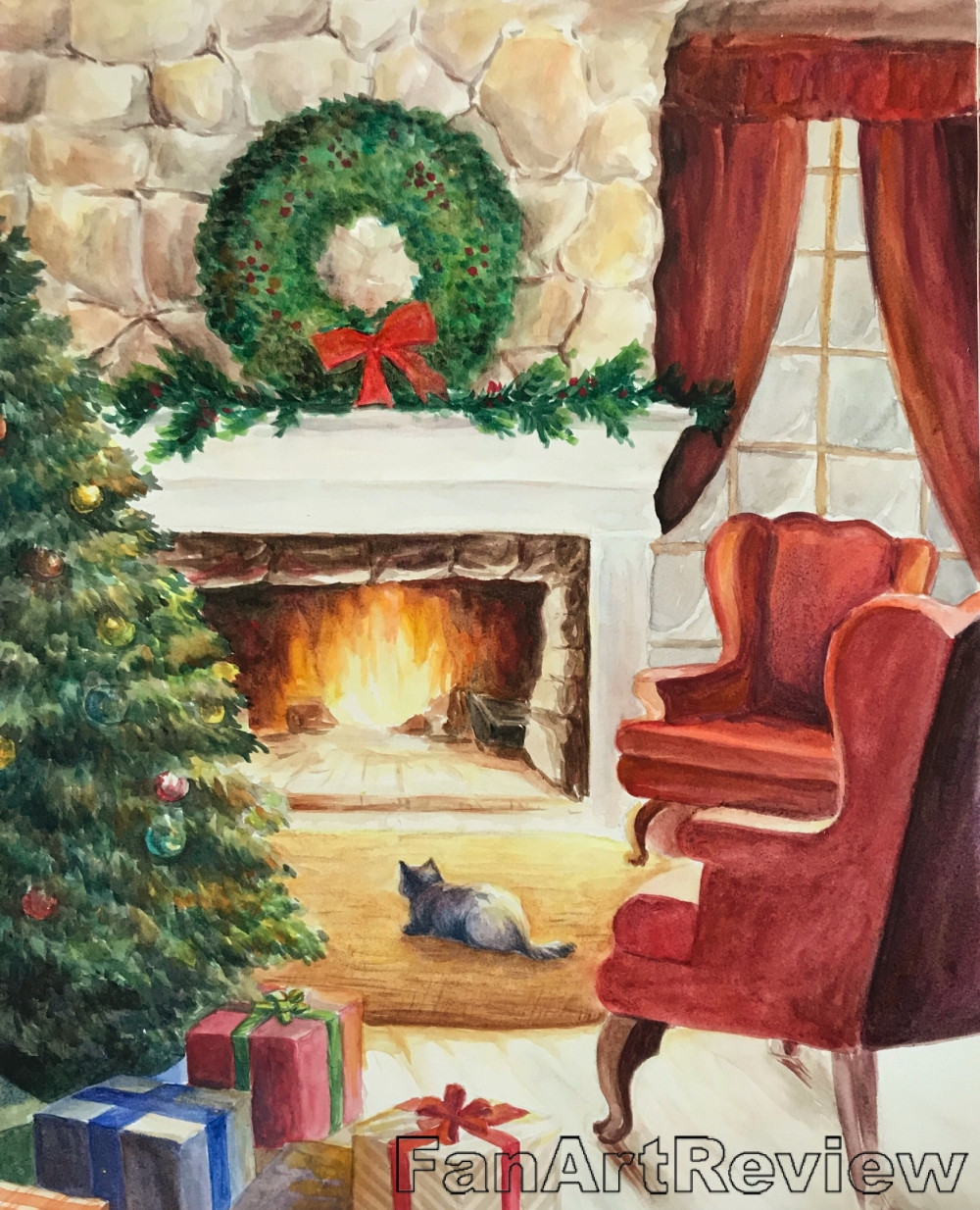 Christmas Fireplace Painting
 Christmas fireplace by Vivian Shi