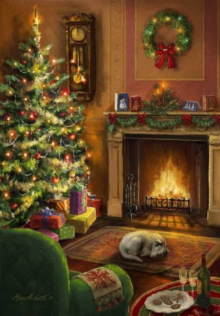 Christmas Fireplace Painting
 Cosy Christmas ️Old Fashion Christmas ️