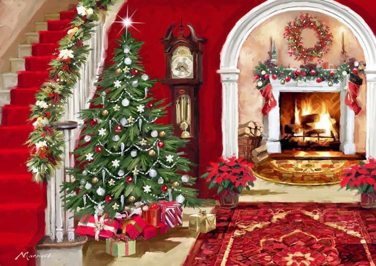 Christmas Fireplace Painting
 107 best 2 Christmas Bckgd Misc images on Pinterest