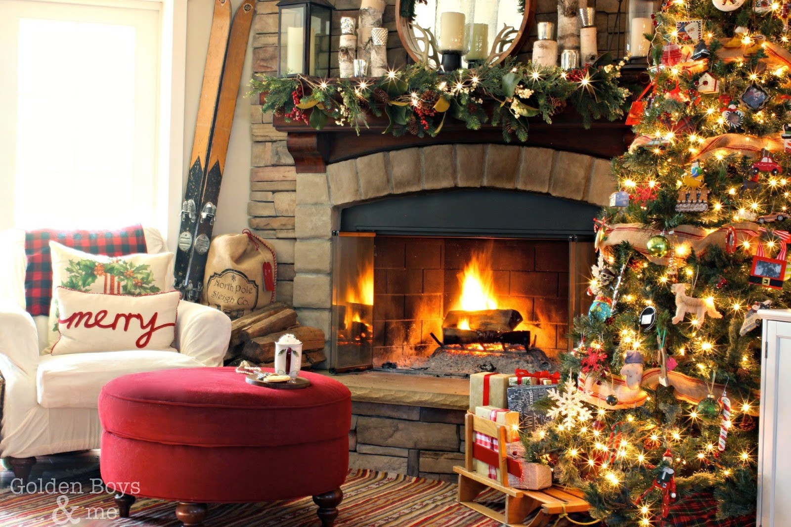 Christmas Fireplace Pics
 Golden Boys and Me Holiday Home Tour 2014