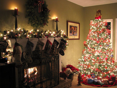 Christmas Fireplace Tree
 Christmas Tree By The Fireplace s and