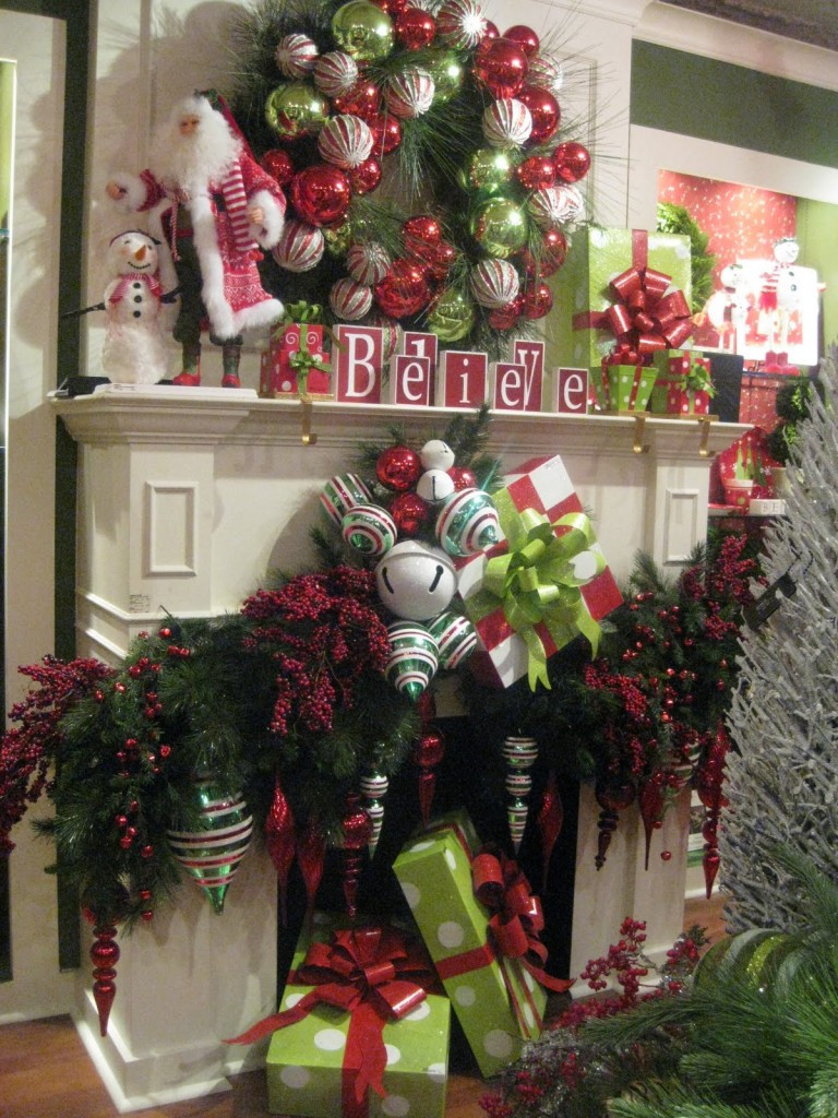 Christmas Fireplace Wreaths
 Mantels Dressed for Christmas and a Link Party Celebrate
