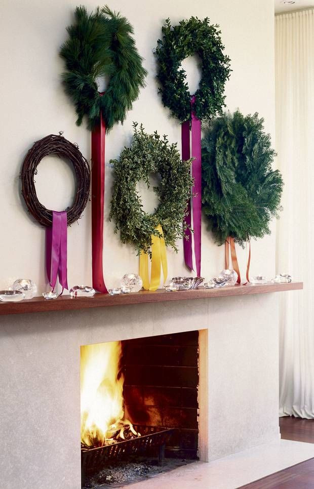 Christmas Fireplace Wreaths
 Holtwood Hipster Evergreen modern Christmas wreaths