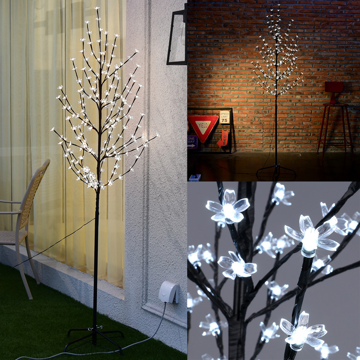 Christmas Floor Decorations
 180 LEDs Flower Tree Floor Lamp Decor Flexible Light For