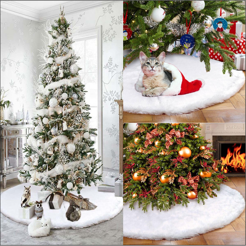 Christmas Floor Decorations
 78cm Long Plush Christmas Tree Skirt Base Floor Mat Cover