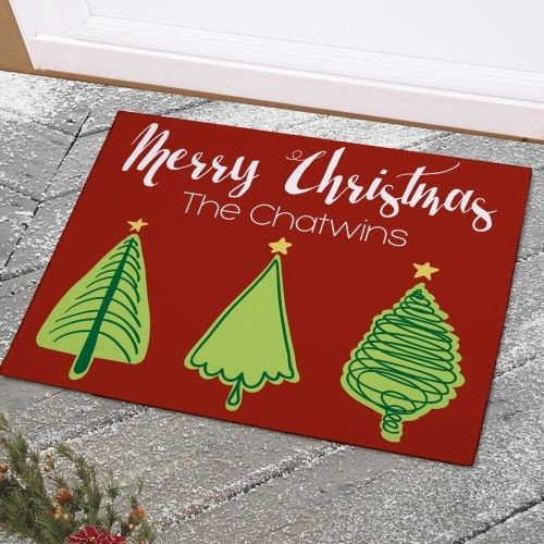 Christmas Floor Mats
 Personalized Red Christmas Tree Holiday Wel e Doormat