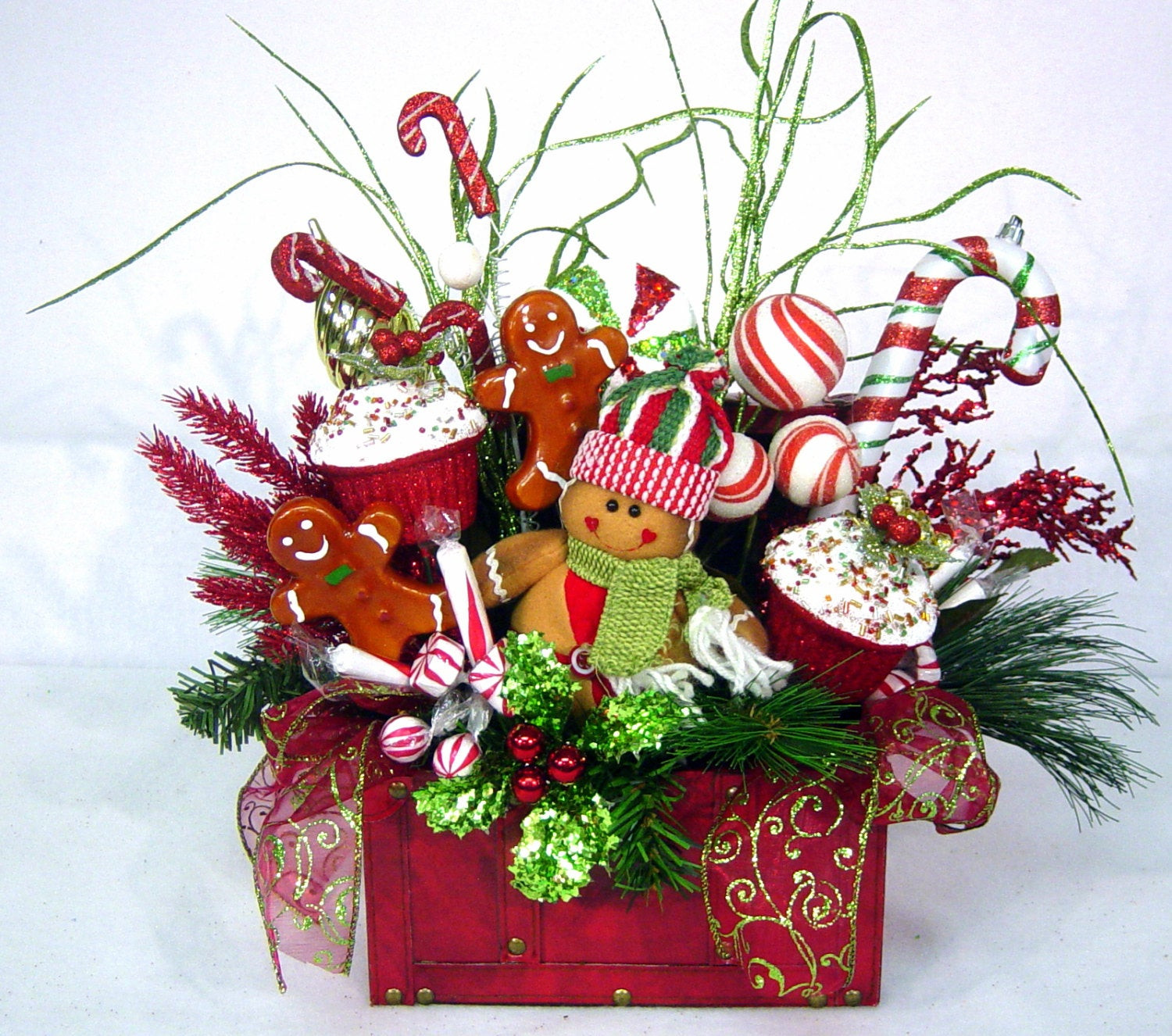 Christmas Flower Centerpieces
 Gingerbread Sweet Treat Christmas Floral Arrangement Holiday