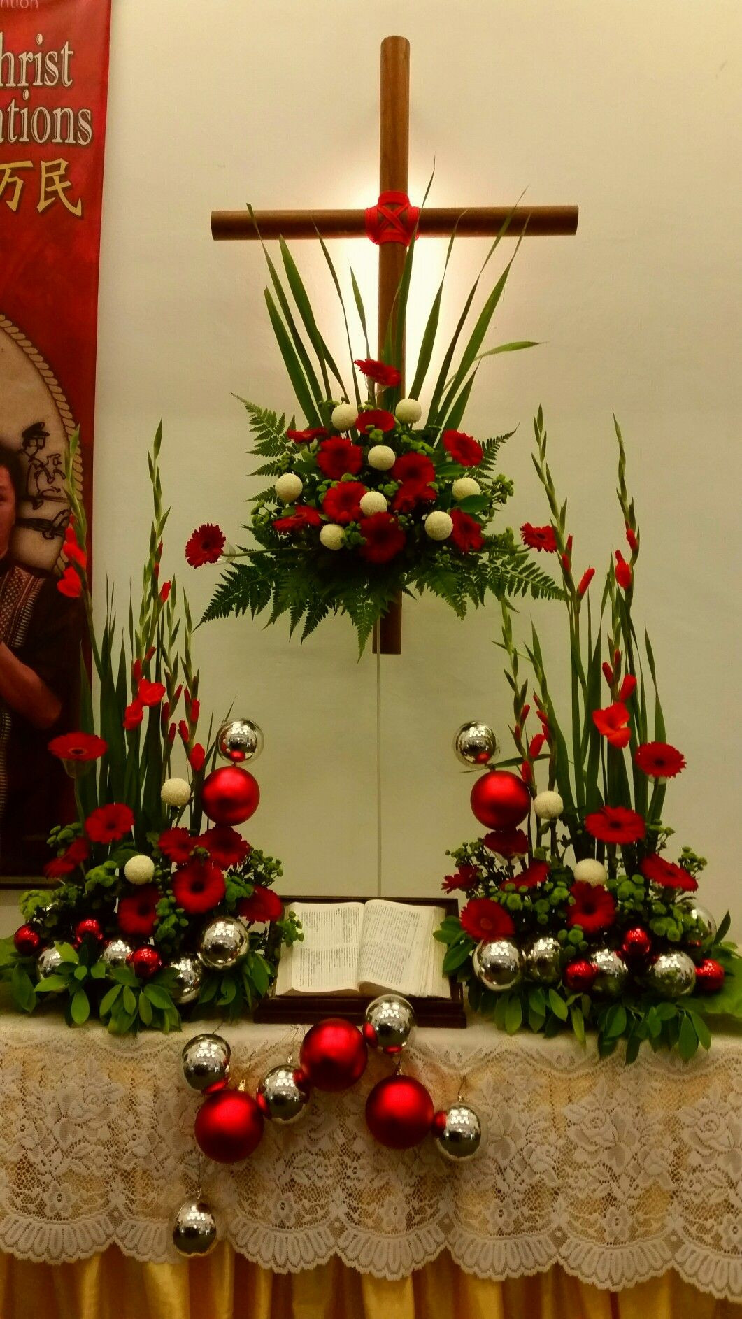 Christmas Flower Decorations
 Christmas altar flower arrangements 2016