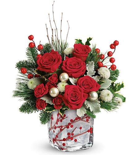 Christmas Flower Delivery Usa
 T18X600 Winterberry Kisses Bouquet Teleflora Christmas