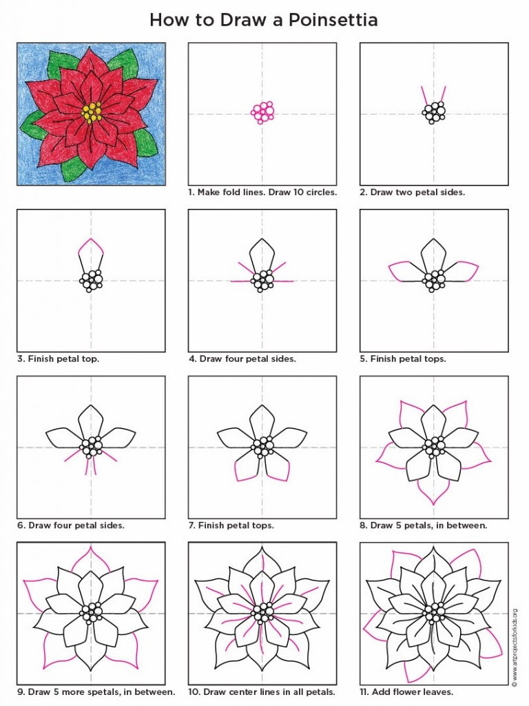 Christmas Flower Drawing
 How to Draw a Poinsettia · Art Projects for Kids