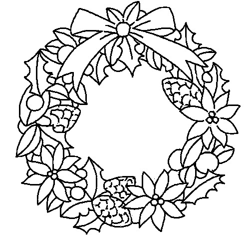 Christmas Flower Drawing
 Wreath of Christmas flowers coloring page coloringcrew