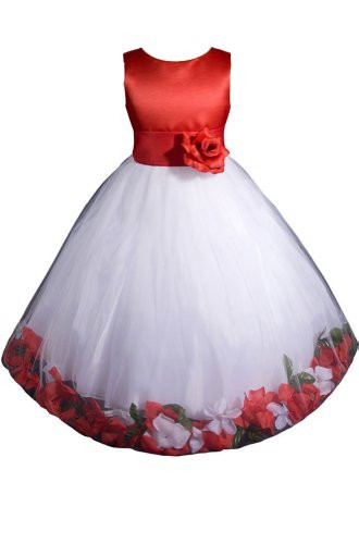 Christmas Flower Girl Dresses
 AMJ Dresses Inc Red white Flower Girl Christmas Dress Size