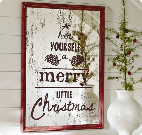 Christmas Framed Wall Art
 Antiqued Christmas Mirror Makeover