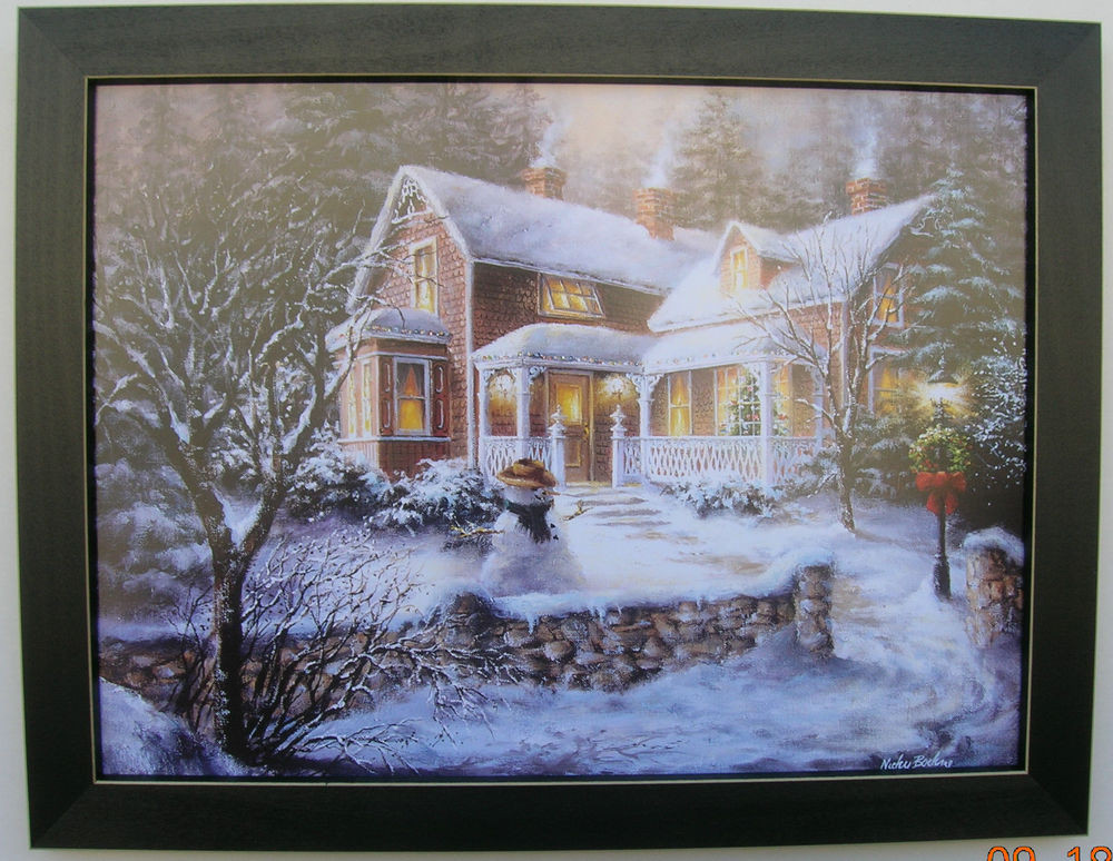 Christmas Framed Wall Art
 Snowman Christmas Snow Print Framed Country