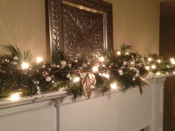 Christmas Garland For Fireplace Mantel
 Christmas Garland White & Silver Berries Silver Leaf