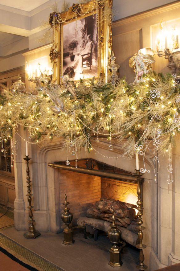 Christmas Garland For Fireplace Mantel
 Winter white mantle garland Christmas
