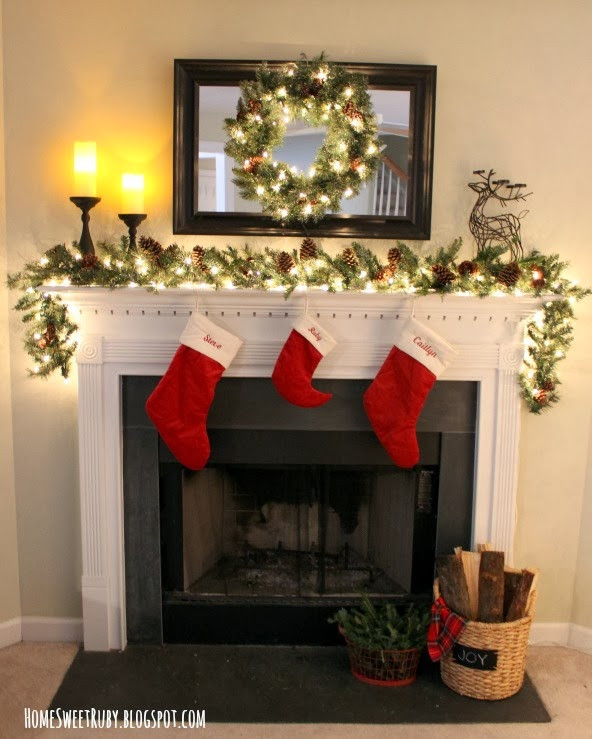 Christmas Garland For Fireplace Mantel
 Our Christmas Mantel Home Sweet Ruby