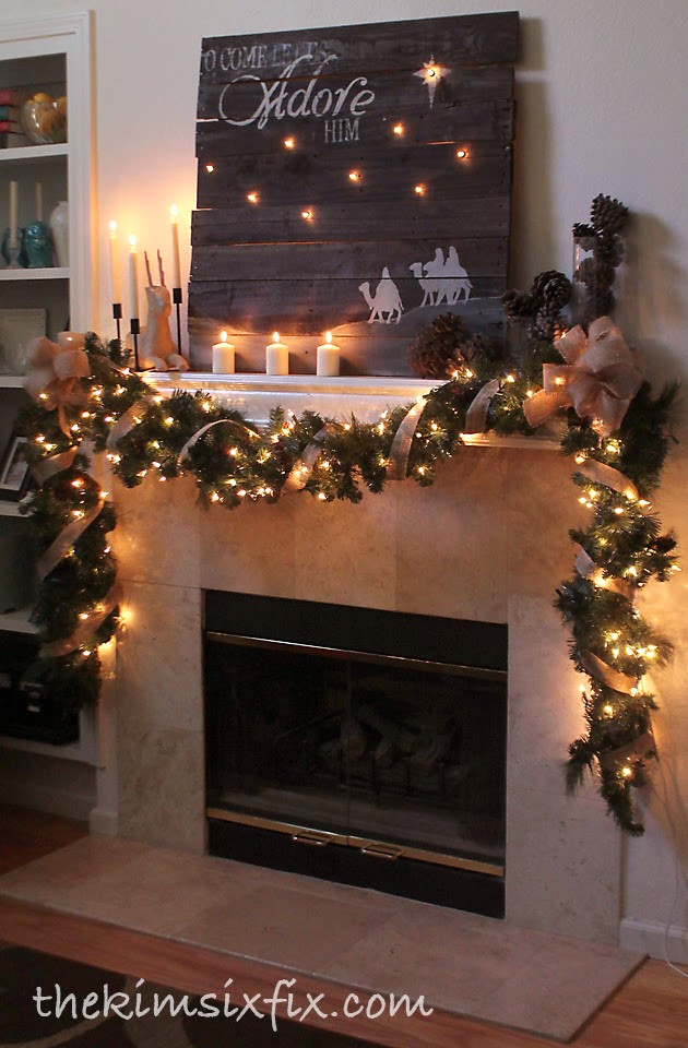 Christmas Garland For Fireplace Mantel
 Sharing at my favorite parties