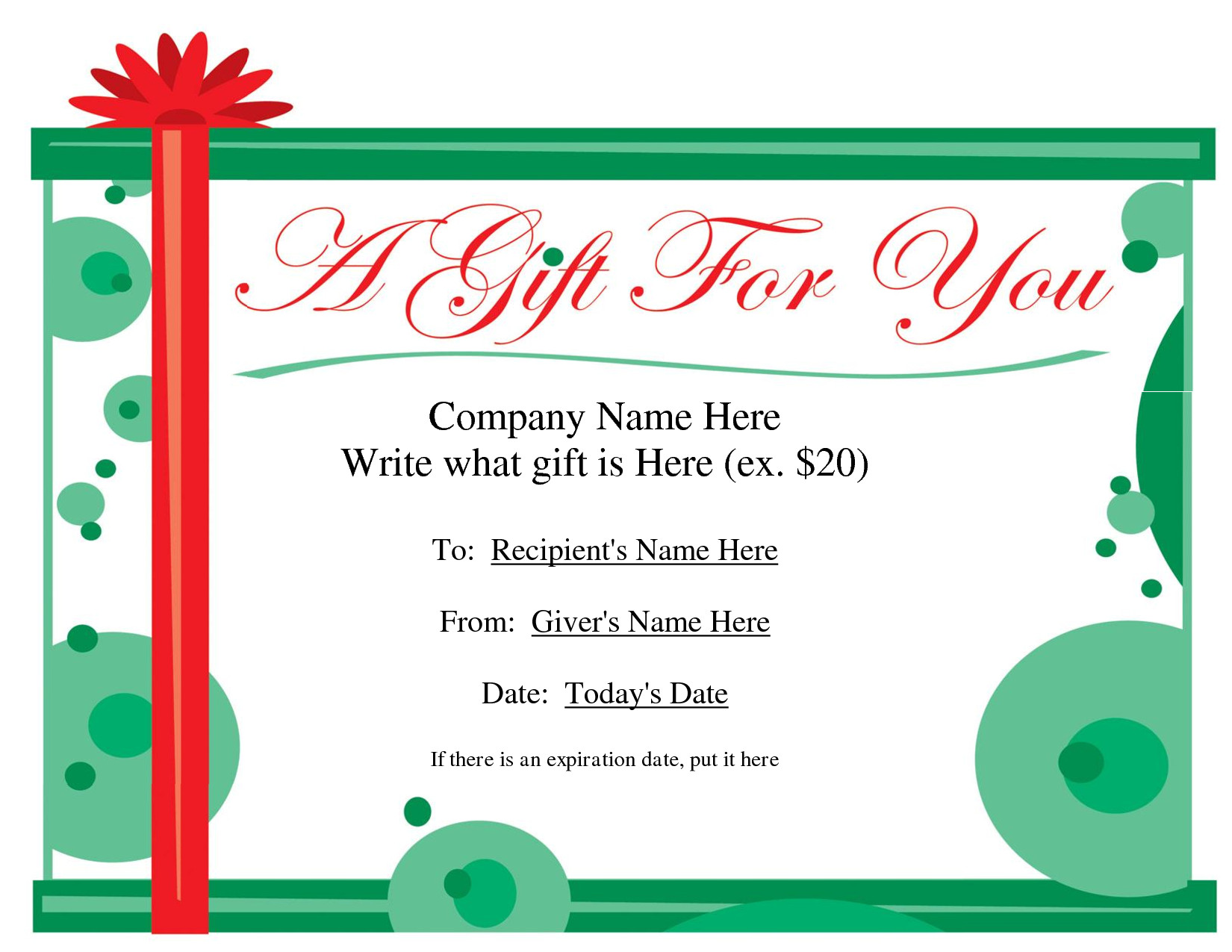 Christmas Gift Certificate Ideas
 Free Printable Gift Certificate Template
