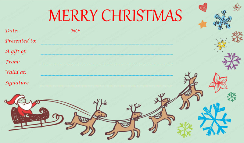 Christmas Gift Certificate Ideas
 Flying Reindeer Christmas Gift Certificate Template