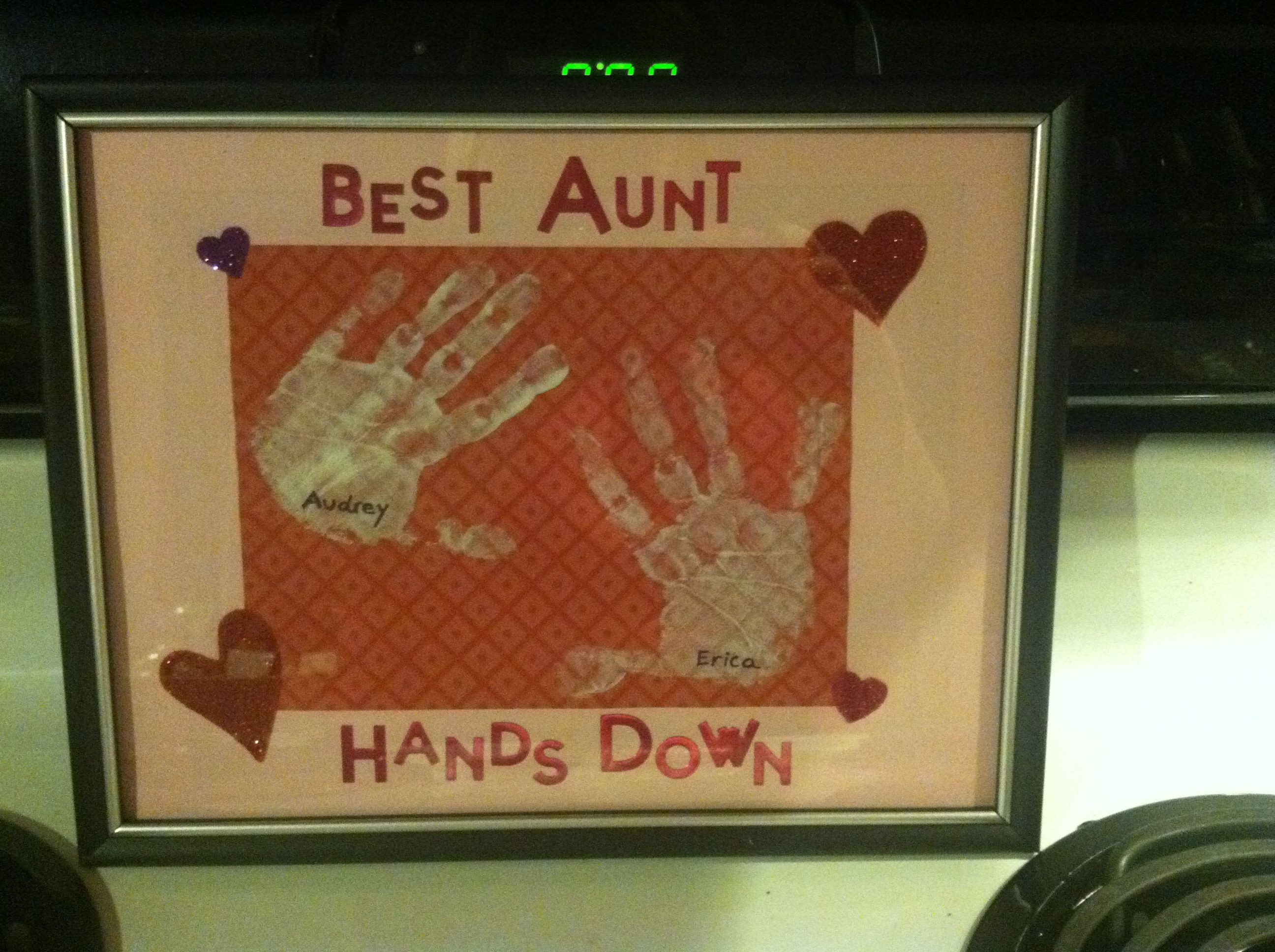 Christmas Gift Ideas For Aunt
 Handprints turned into t for Aunt