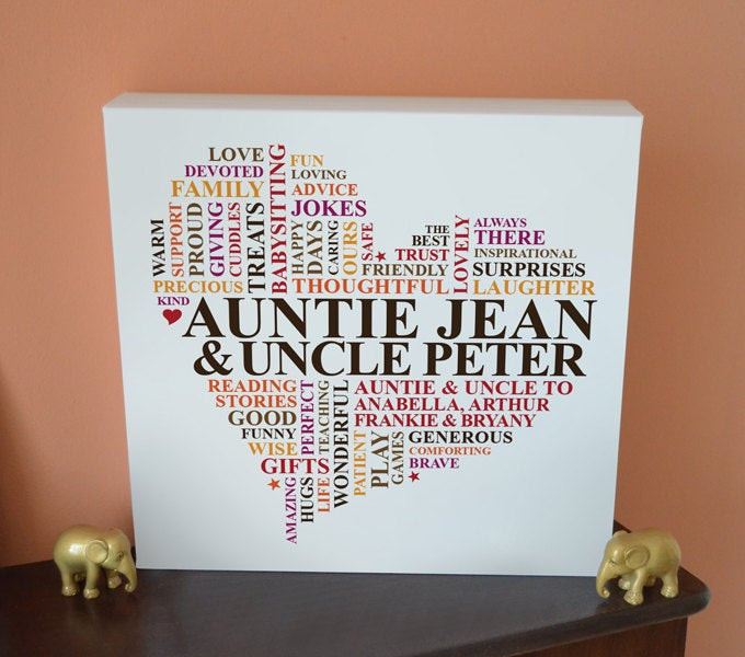 Christmas Gift Ideas For Aunts And Uncles
 Auntie & Uncle Canvas Personalised unique word art decor