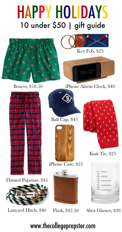 Christmas Gift Ideas For College Guys
 Holiday Gifts under $50 for guys The College Prepster