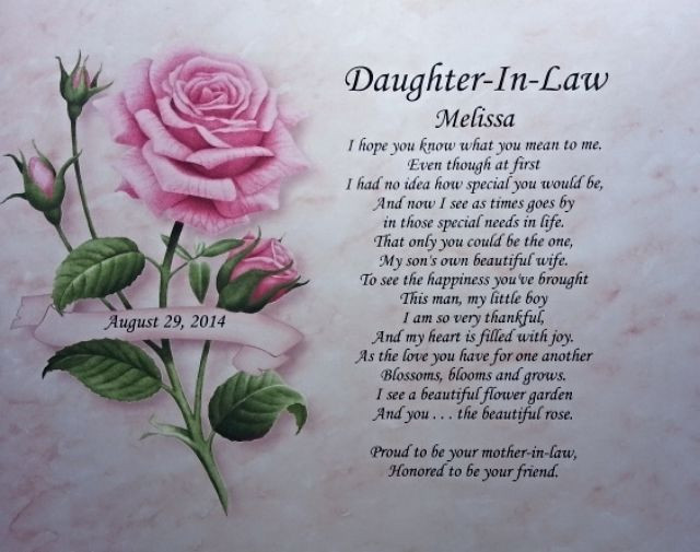 Christmas Gift Ideas For Daughter In Law
 Daughter in law personalized poem ideal birthday present