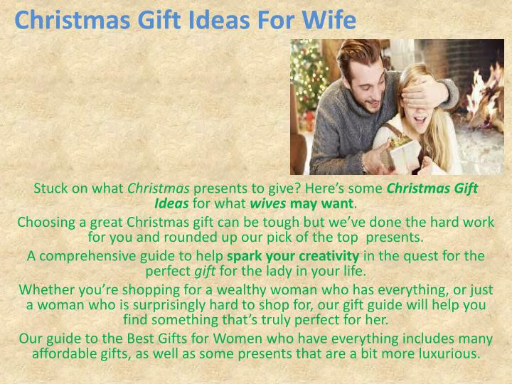 Christmas Gift Ideas For Wife
 PPT christmas ts for women PowerPoint Presentation