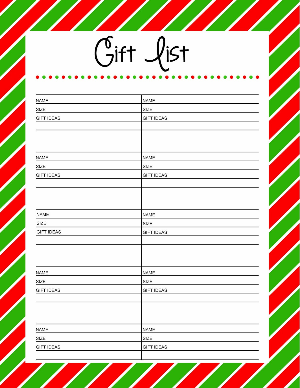 Christmas Gift List Templates
 Free Printable Gift List 25 Days to an Organized