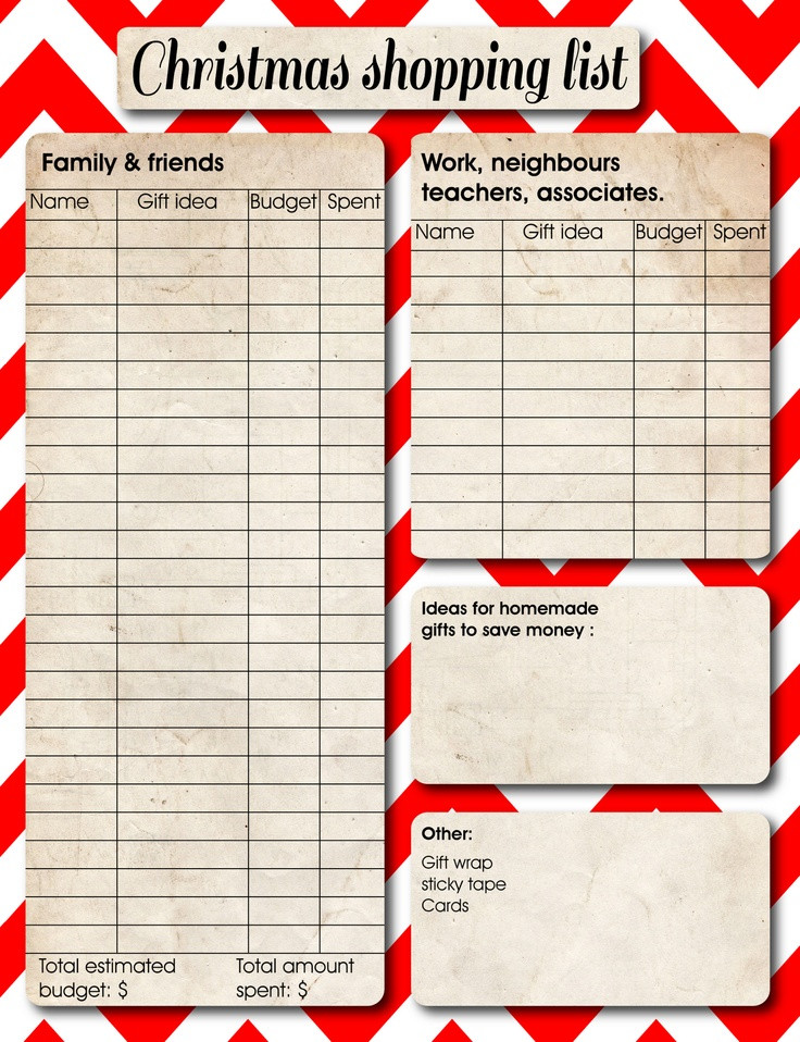 Christmas Gift List Templates
 17 Best images about Christmas Planner on Pinterest