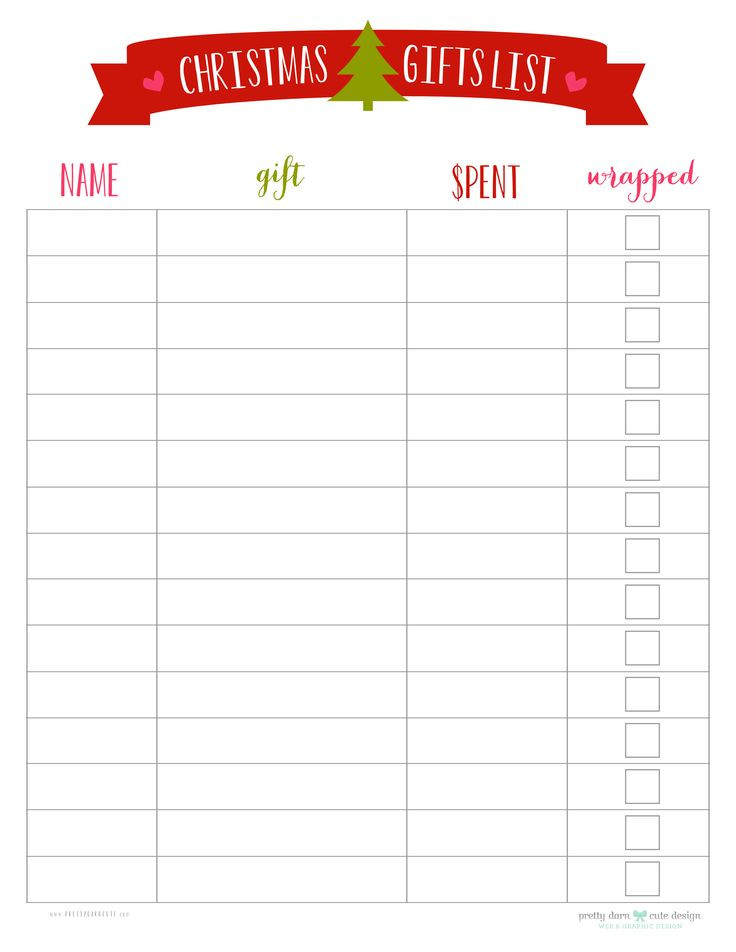 Christmas Gift List Templates
 Best 25 Christmas list printable ideas on Pinterest