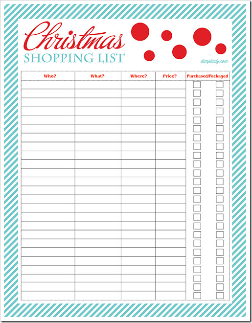 Christmas Gift List Templates
 Christmas Shopping List on Pinterest