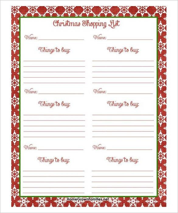 Christmas Gift List Templates
 24 Christmas Gift List Templates Free Printable Word