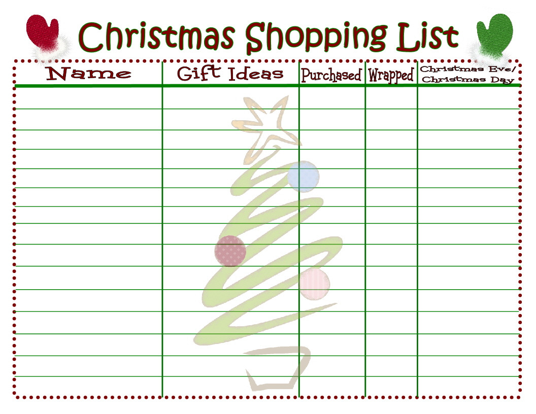 Christmas Gift List Templates
 Christmas Shopping List Printable Mom Timeout
