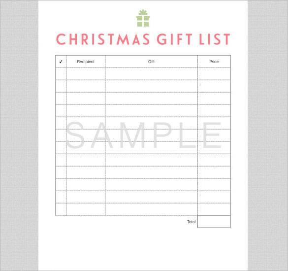 Christmas Gift List Templates
 24 Christmas Gift List Templates Free Printable Word